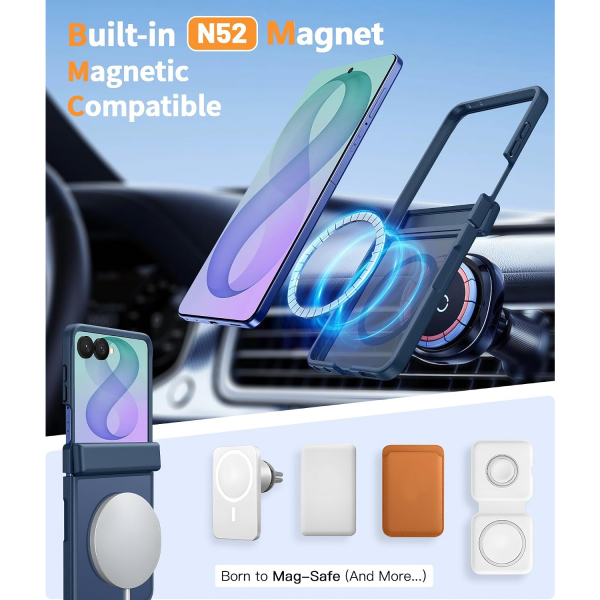 FNTCASE Galaxy Z Flip 8 MagSafe Ekran Koruyuculu K�l�f-Blue