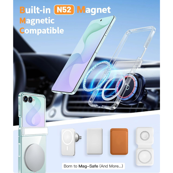 FNTCASE Galaxy Z Flip 8 MagSafe Ekran Koruyuculu K�l�f-Clear
