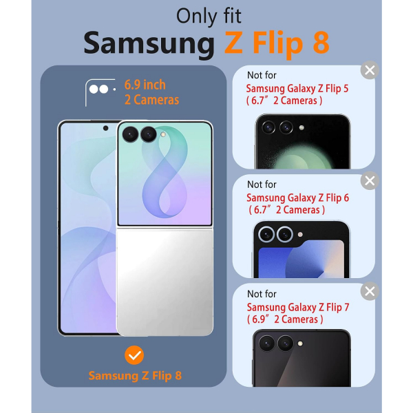 FNTCASE Galaxy Z Flip 8 MagSafe Ekran Koruyuculu K�l�f-Light Blue