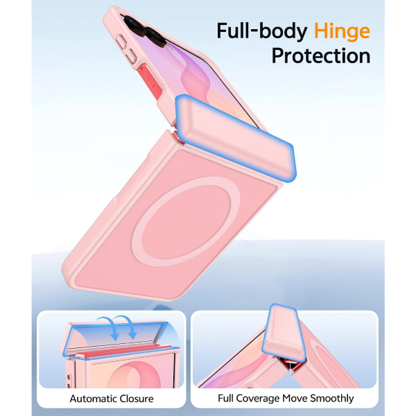 FNTCASE Galaxy Z Flip 8 MagSafe Ekran Koruyuculu K�l�f-Light Pink