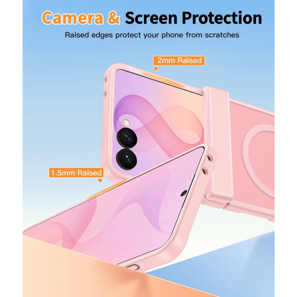 FNTCASE Galaxy Z Flip 8 MagSafe Ekran Koruyuculu K�l�f-Light Pink