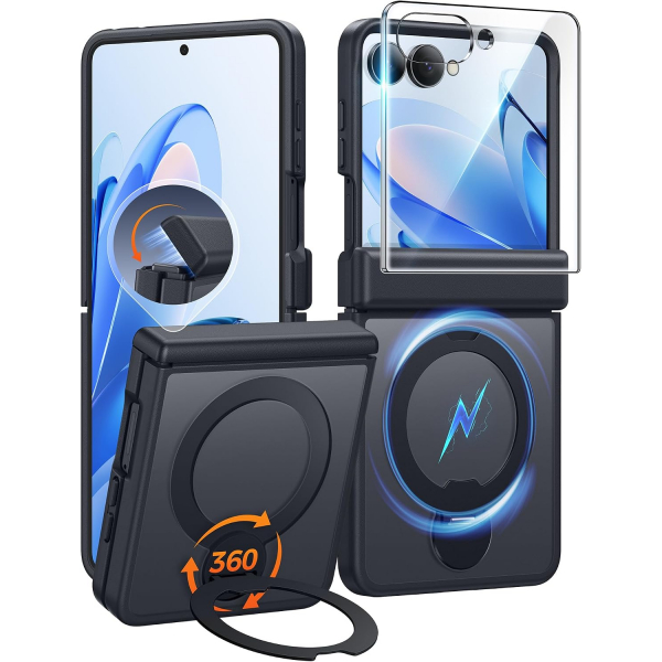 FNTCASE Galaxy Z Flip 8 MagSafe Korumal� K�l�f-Black