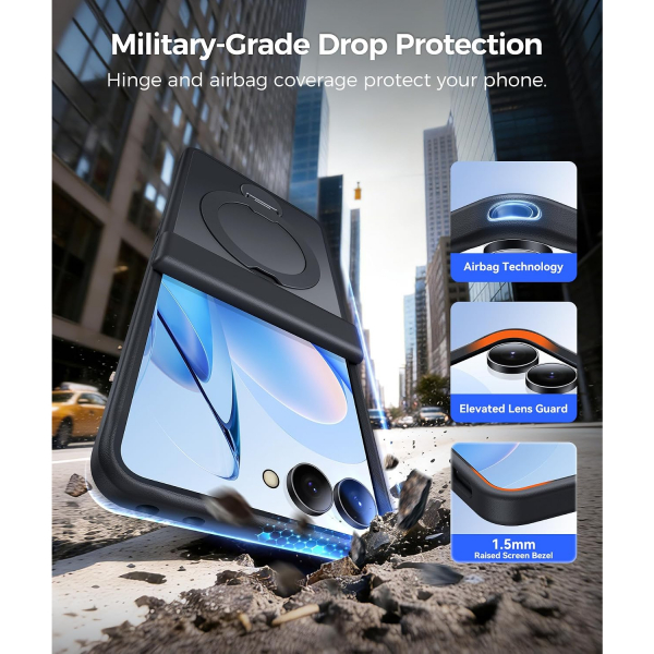 FNTCASE Galaxy Z Flip 8 MagSafe Korumal� K�l�f-Black