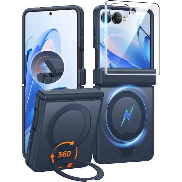 FNTCASE Galaxy Z Flip 8 MagSafe Korumal� K�l�f-Deep Blue