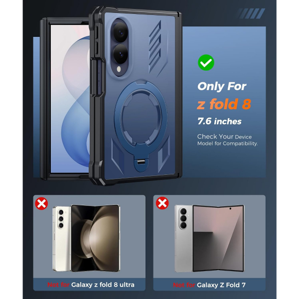 FNTCASE Galaxy Z Fold 8 MagSafe Korumal� Standl� K�l�f-Blue