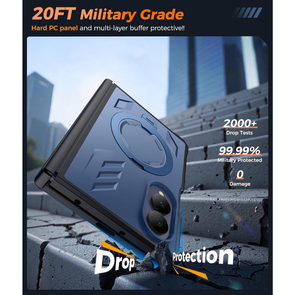 FNTCASE Galaxy Z Fold 8 MagSafe Korumal� Standl� K�l�f-Blue