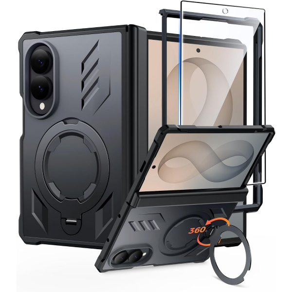 FNTCASE Galaxy Z Fold 8 MagSafe Korumal� Standl� K�l�f-Black
