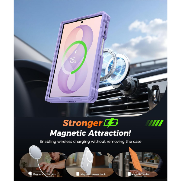 FNTCASE Galaxy Z Fold 8 MagSafe Korumal� Standl� K�l�f-Translucent Lavender