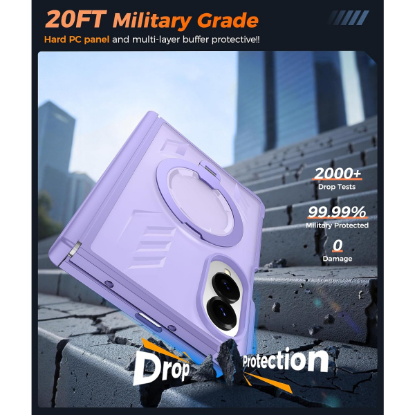 FNTCASE Galaxy Z Fold 8 MagSafe Korumal� Standl� K�l�f-Translucent Lavender