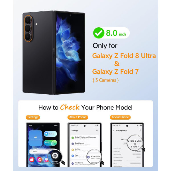 FNTCASE Galaxy Z Fold 8 Ultra K�l�f-Black