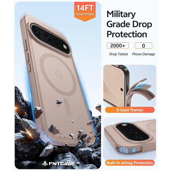 FNTCASE Google Pixel 11 / 11 Pro Uyumlu Manyetik K�l�f-Desert Gold