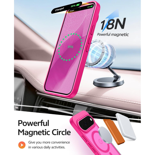 FNTCASE Google Pixel 11 / 11 Pro Uyumlu Manyetik K�l�f-Hot Pink