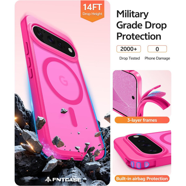 FNTCASE Google Pixel 11 / 11 Pro Uyumlu Manyetik K�l�f-Hot Pink