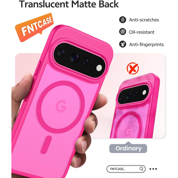 FNTCASE Google Pixel 11 / 11 Pro Uyumlu Manyetik K�l�f-Hot Pink