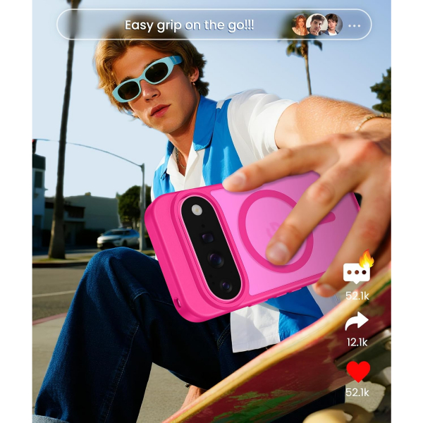 FNTCASE Google Pixel 11 / 11 Pro Uyumlu Manyetik K�l�f-Hot Pink