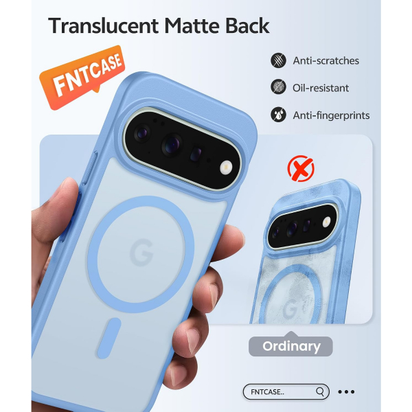 FNTCASE Google Pixel 11 / 11 Pro Uyumlu Manyetik K�l�f-Light Blue