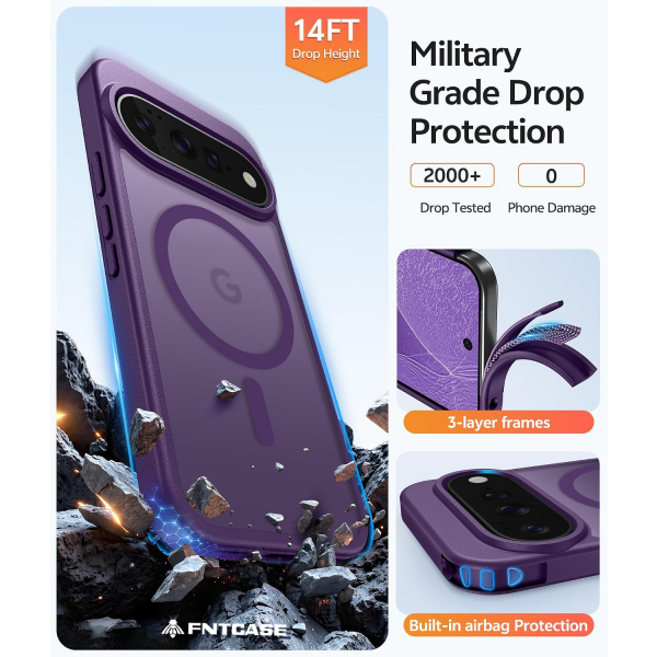 FNTCASE Google Pixel 11 / 11 Pro Uyumlu Manyetik K�l�f-Purple