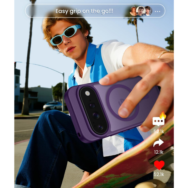 FNTCASE Google Pixel 11 / 11 Pro Uyumlu Manyetik K�l�f-Purple