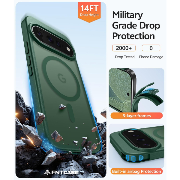 FNTCASE Google Pixel 11 / 11 Pro Uyumlu Manyetik K�l�f-Green
