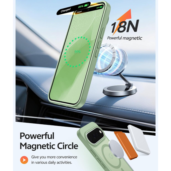 FNTCASE Google Pixel 11 / 11 Pro Uyumlu Manyetik K�l�f-Light Moss