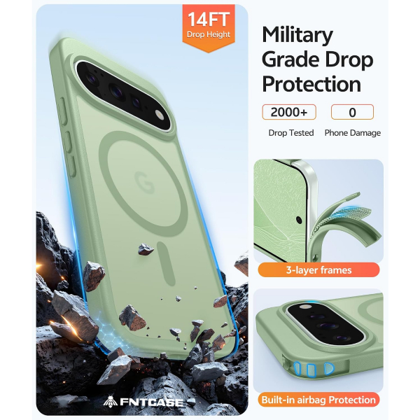 FNTCASE Google Pixel 11 / 11 Pro Uyumlu Manyetik K�l�f-Light Moss