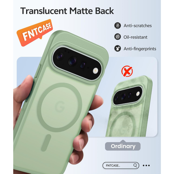FNTCASE Google Pixel 11 / 11 Pro Uyumlu Manyetik K�l�f-Light Moss