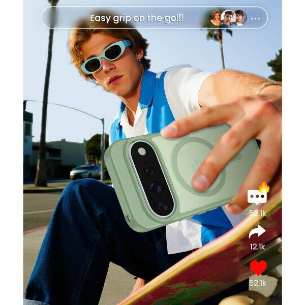 FNTCASE Google Pixel 11 / 11 Pro Uyumlu Manyetik K�l�f-Light Moss