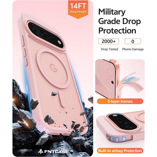 FNTCASE Google Pixel 11 / 11 Pro Uyumlu Manyetik K�l�f-Light Pink