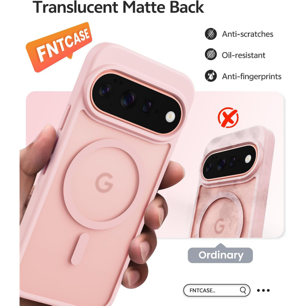 FNTCASE Google Pixel 11 / 11 Pro Uyumlu Manyetik K�l�f-Light Pink