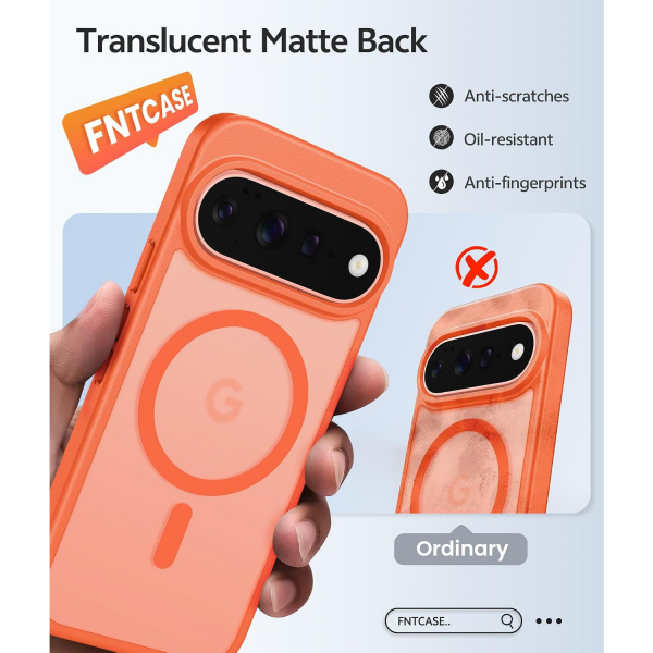 FNTCASE Google Pixel 11 / 11 Pro Uyumlu Manyetik K�l�f-Orange