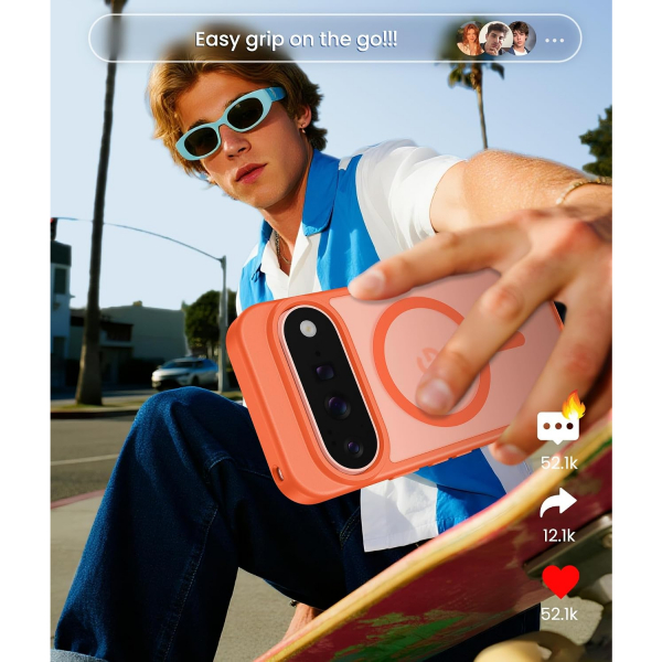 FNTCASE Google Pixel 11 / 11 Pro Uyumlu Manyetik K�l�f-Orange