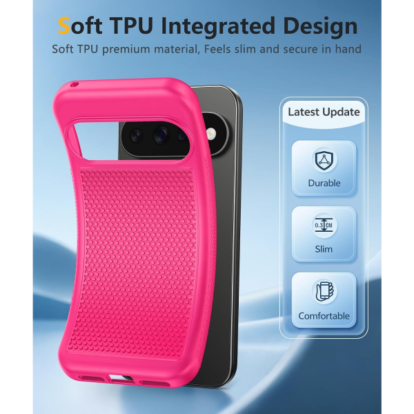 FNTCASE Google Pixel 11 / Pixel 11 Pro Kaymaz TPU K�l�f-Hot Pink