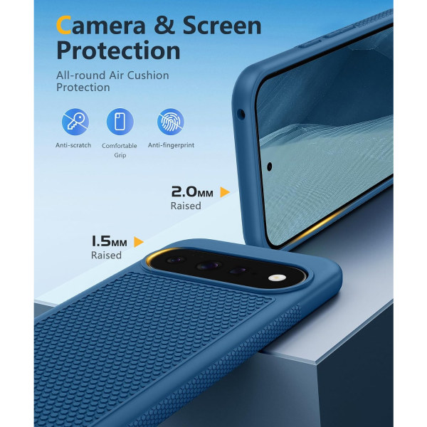 FNTCASE Google Pixel 11 / Pixel 11 Pro Kaymaz TPU K�l�f-Blue
