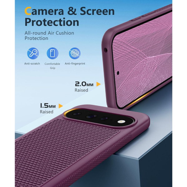 FNTCASE Google Pixel 11 / Pixel 11 Pro Kaymaz TPU K�l�f-Burgundy