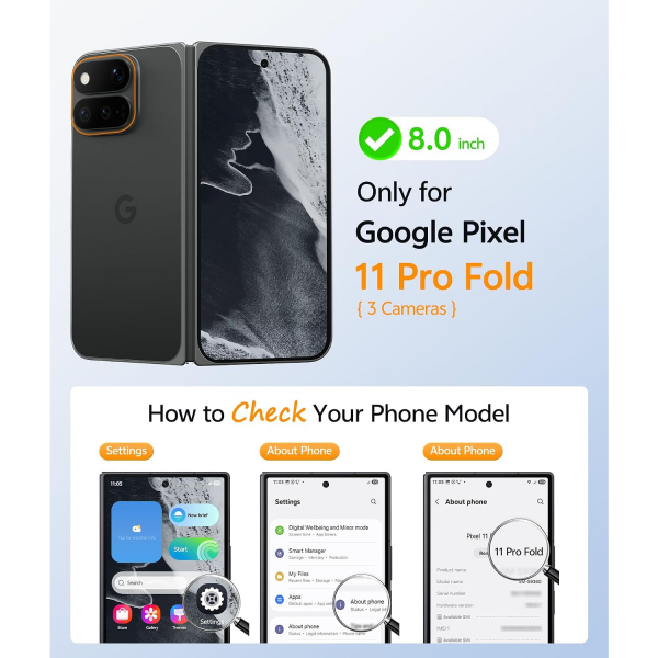 FNTCASE Google Pixel 11 Pro Fold Manyetik K�l�f -Black