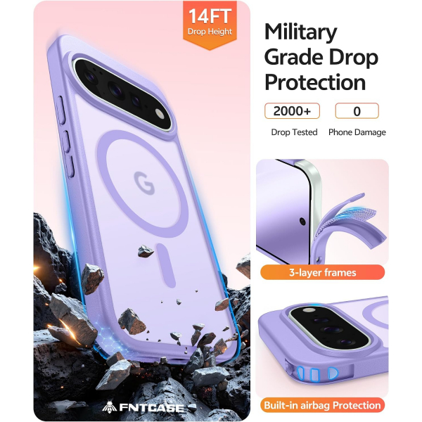 FNTCASE Google Pixel 11 Pro XL  Manyetik Mat K�l�f-Light Purple