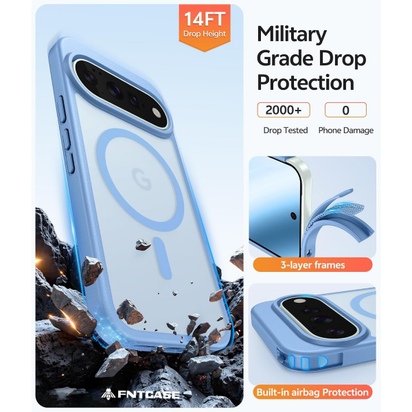 FNTCASE Google Pixel 11 Pro XL  Manyetik Mat K�l�f-Light Blue