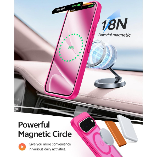 FNTCASE Google Pixel 11 Pro XL  Manyetik Mat K�l�f-Hot Pink