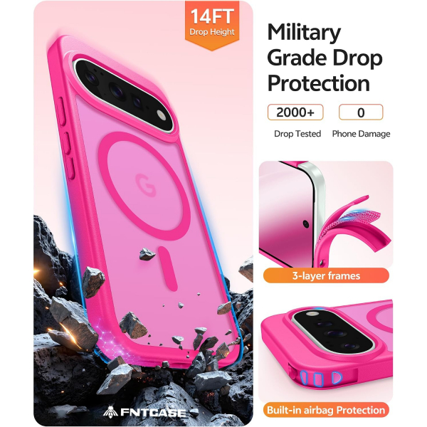 FNTCASE Google Pixel 11 Pro XL  Manyetik Mat K�l�f-Hot Pink