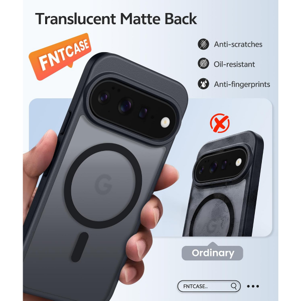 FNTCASE Google Pixel 11 Pro XL  Manyetik Mat K�l�f-Black