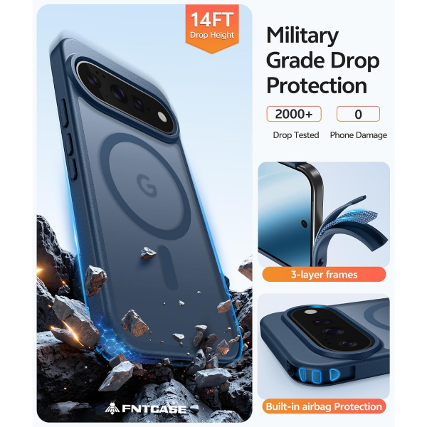 FNTCASE Google Pixel 11 Pro XL  Manyetik Mat K�l�f-Blue