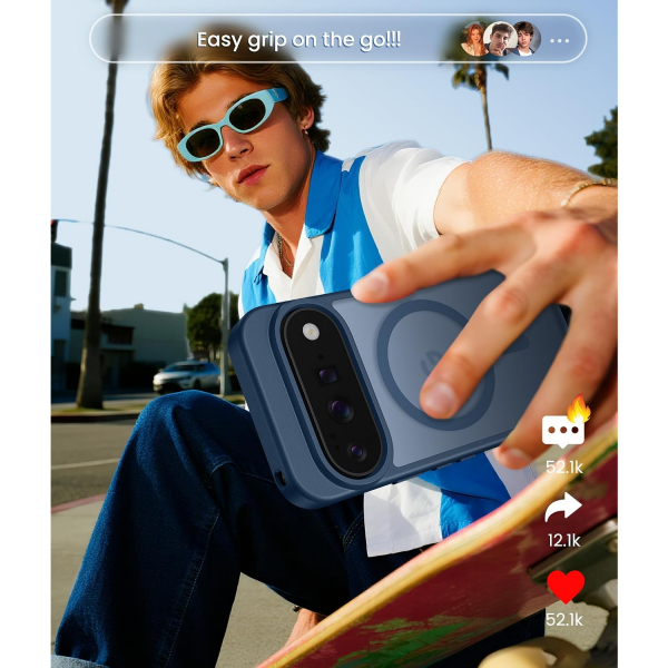 FNTCASE Google Pixel 11 Pro XL  Manyetik Mat K�l�f-Blue