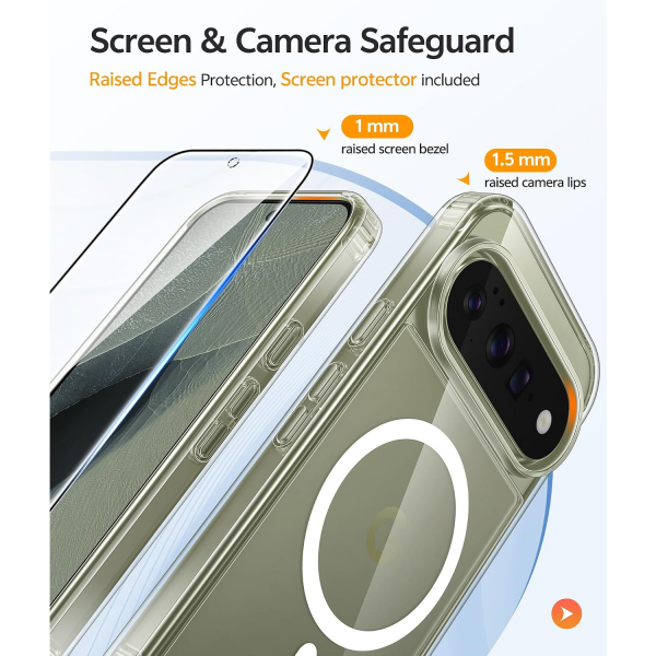 FNTCASE Google Pixel 11 Pro XL  Manyetik Mat K�l�f-Clear