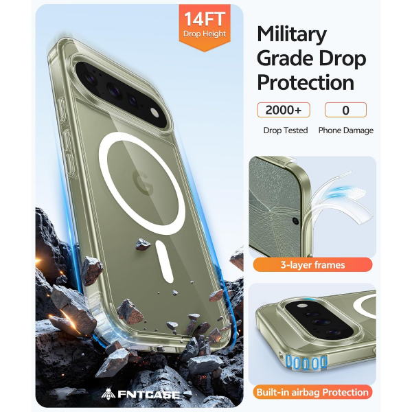 FNTCASE Google Pixel 11 Pro XL  Manyetik Mat K�l�f-Clear