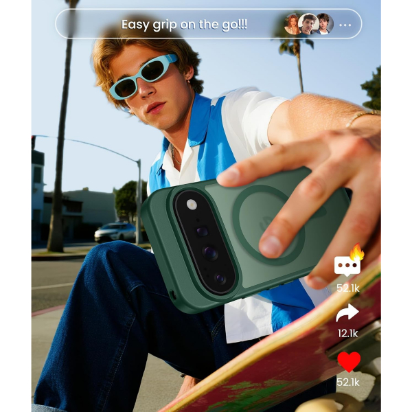 FNTCASE Google Pixel 11 Pro XL  Manyetik Mat K�l�f-Green
