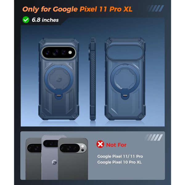 FNTCASE Google Pixel 11 Pro XL Manyetik Standl� K�l�f-Blue Translucent