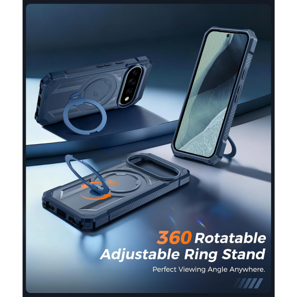 FNTCASE Google Pixel 11 Pro XL Manyetik Standl� K�l�f-Blue Translucent
