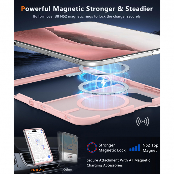FNTCASE iPhone Duo MagSafe Ekran Koruyuculu K�l�f-Light Pink