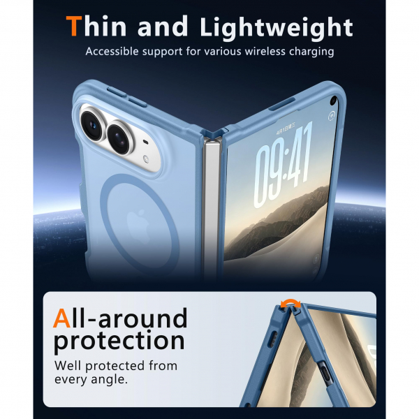 FNTCASE iPhone Duo MagSafe Ekran Koruyuculu K�l�f-Light Blue