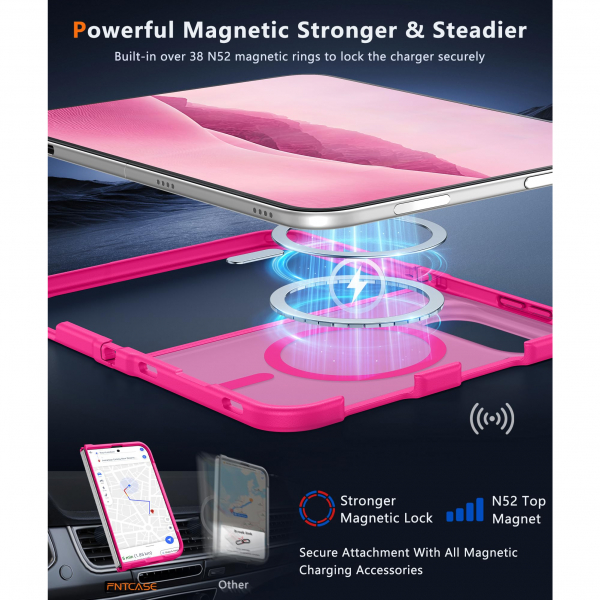 FNTCASE iPhone Duo MagSafe Ekran Koruyuculu K�l�f-Hot Pink